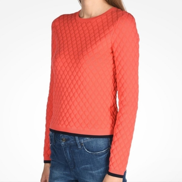 Armani Exchange Orange Quilted Sweater - Picture 1 of 9
